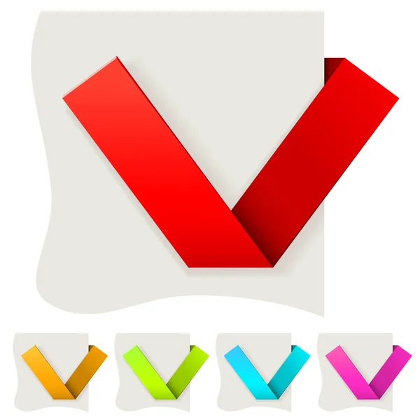 Vikta pappers tick vector mall med flera färgvarianter. — Stock vektor