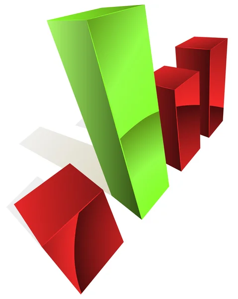 Gráfico 3D com barras verdes e brancas . —  Vetores de Stock
