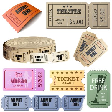 Vector set of tickets clipart