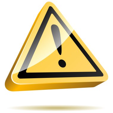 3D yellow warning sign clipart