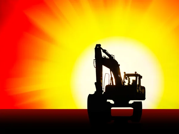 Excavator silhouette background — Stock Photo, Image