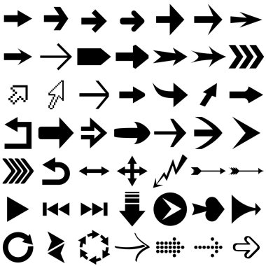 Vector set of arrow shapes isolated on white. clipart