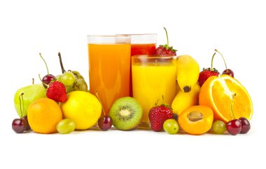 Juices and fruits clipart