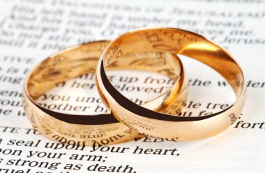 Two wedding rings on a bible clipart