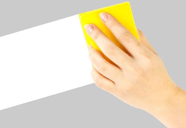 Hand with sponge — Stock Photo, Image