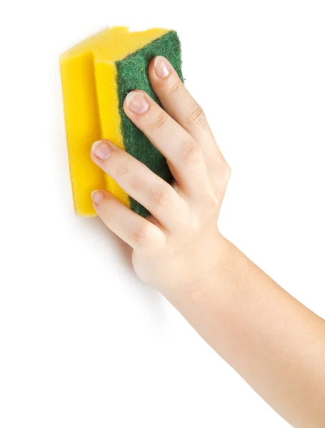Mão com esponja — Fotografia de Stock