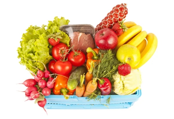 Cesto con frutta e verdura — Foto Stock