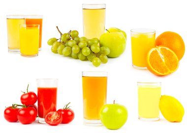 Set of juices an fruits and vegetebles clipart