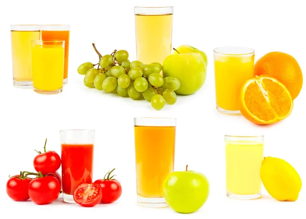 Conjunto de zumos y frutas y verduras —  Fotos de Stock
