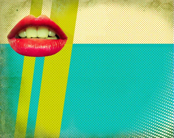 Retro plakát s červenými mouth.pop umění pozadí obrázku na o — Stock fotografie