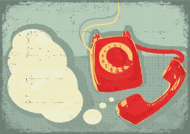 Retro telephone.vector grunge afiş arka plan metni