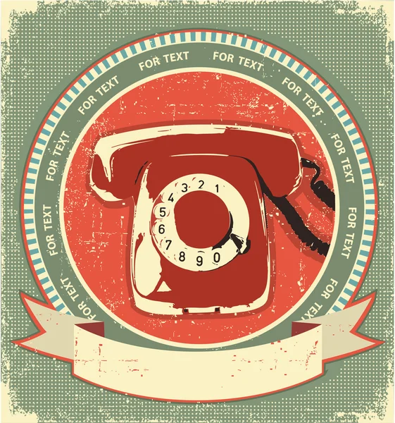Retro telephon sign.Vintage label background on old paperfor des — Stock Vector