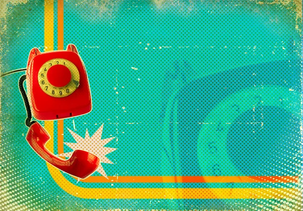 Poster with old fashioned telephone on retro paper texture — Stock Photo, Image