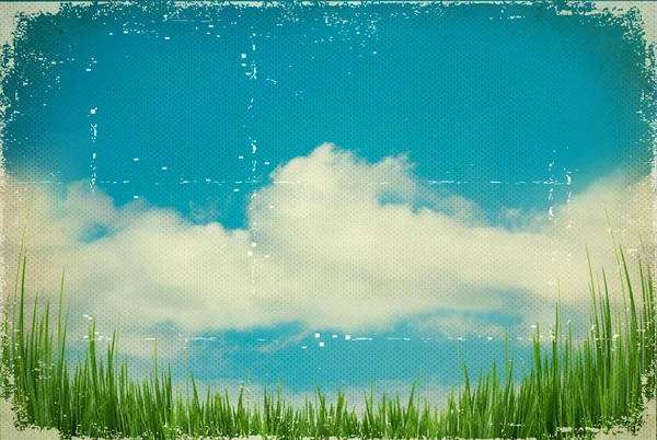 Vintage sky.Nature background on old paper texture — Stock Photo, Image