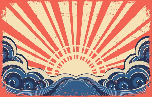 Sunscape Grunge Bild. Abstraktes Poster — Stockvektor