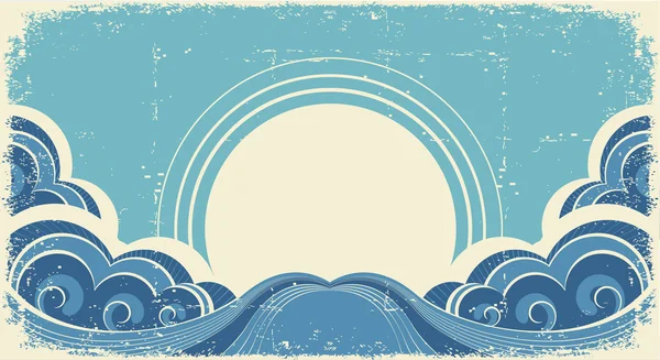 抽象的な海の波。海のベクトル グランジ イラスト — ストックベクタ
