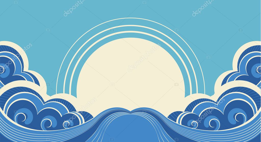 Abstract sea waves. Vector illustration of sea landscape Stock Vector