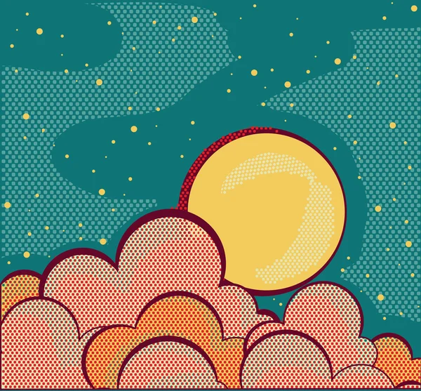 Retro Nachthimmel und Wolken mit Grunge-Elementen — Stockvektor