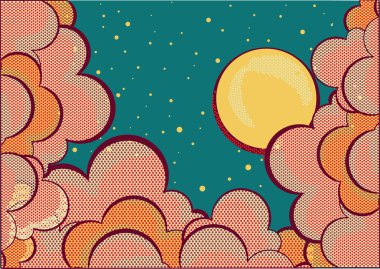 Retro clouds poster.Cartoons grunge background clipart