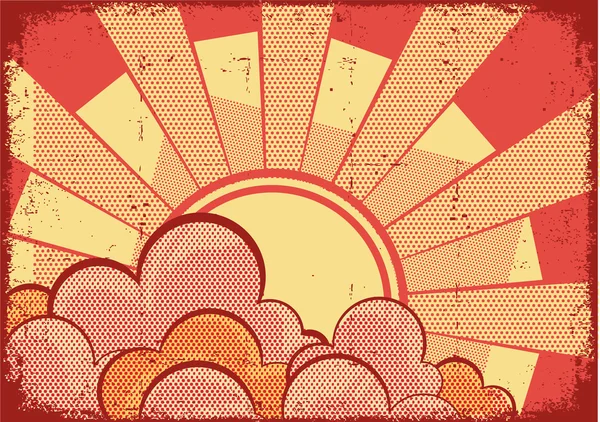 Dibujos animados grunge fondo con luz solar en textura grunge — Vector de stock