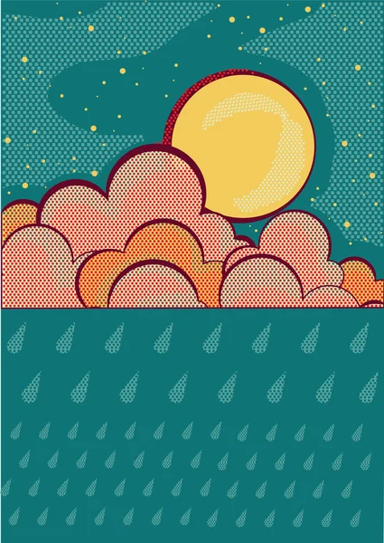 Raining background.Retro sky and clouds with grunge elements — Stock Vector
