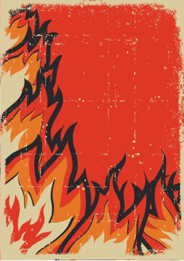 Fire background with sun grunge poster for text