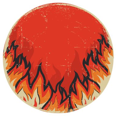 Symbol of red fire grunge symbol on white clipart