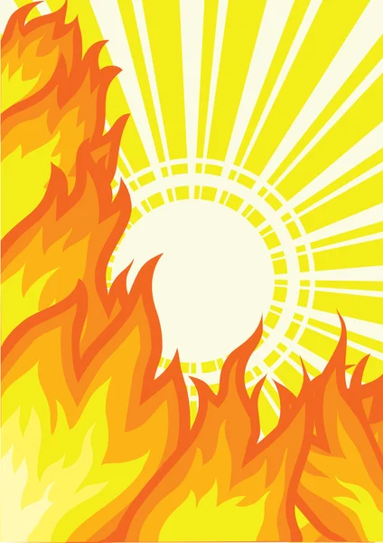 Fire background with sun.Vector poster — Stock Photo, Image