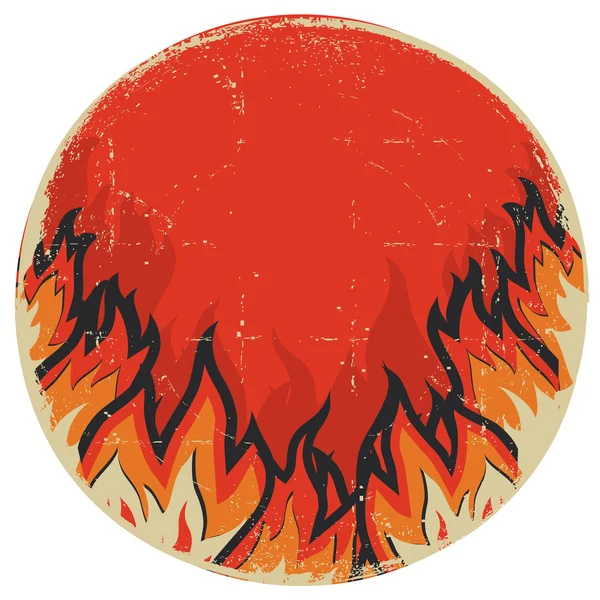 Symbol of red fire grunge symbol on white — Stockfoto