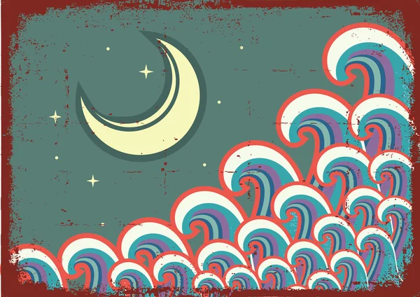 Moon.vector grunge 插画抽象 nighr 图像 — 图库矢量图片