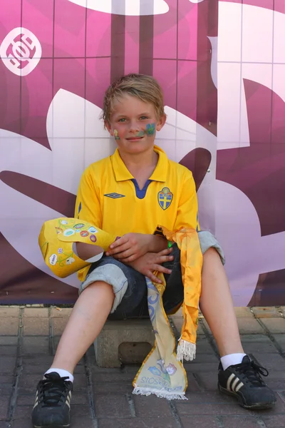 Swedish football fans — Stock Photo, Image