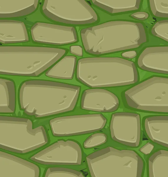 石と緑の芝生。シームレスです — ストックベクタ