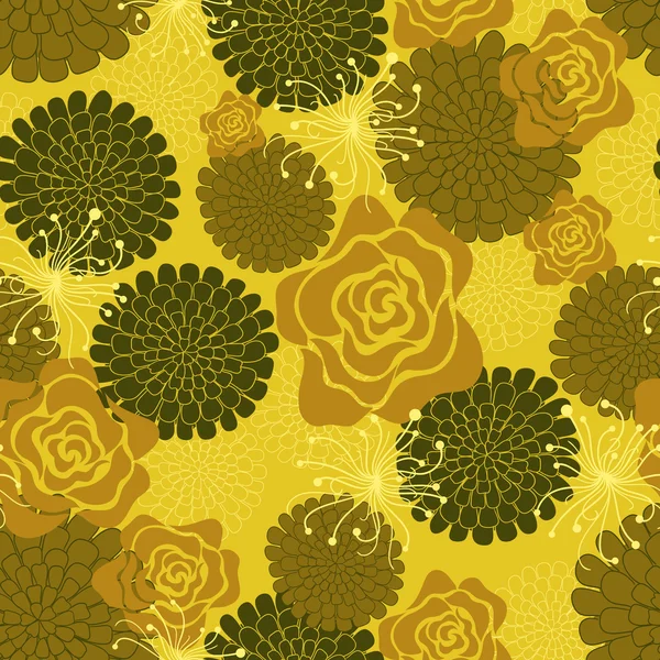 花とのシームレスなパターン — ストックベクタ