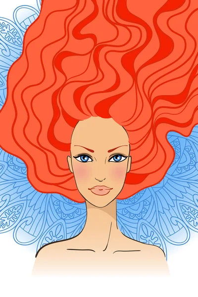 Portret van mooi meisje met lange haren — Stockvector