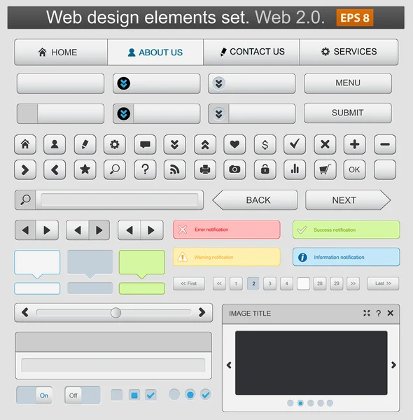Web design prvky sada bílá — Stockový vektor