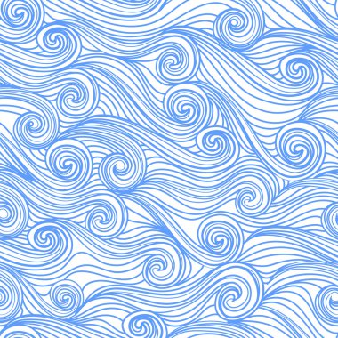 Dikişsiz soyut çizilmiş desen, dalgalar arka plan