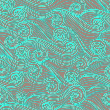 Seamless abstract hand-drawn pattern, waves background clipart