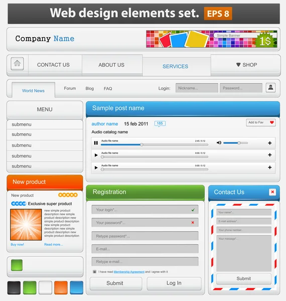 Webdesign-Elemente gesetzt — Stockvektor
