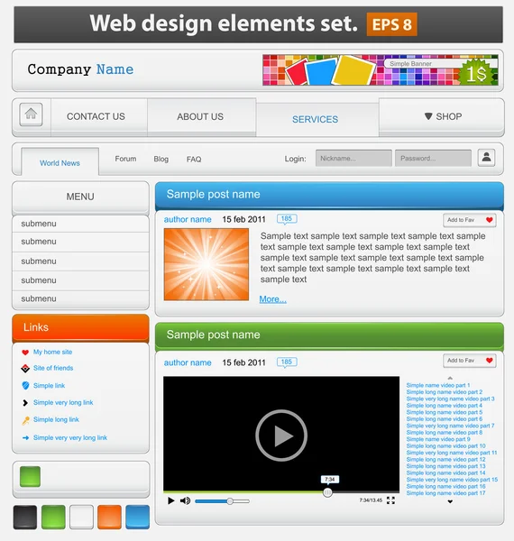 Webdesign-Elemente gesetzt — Stockvektor