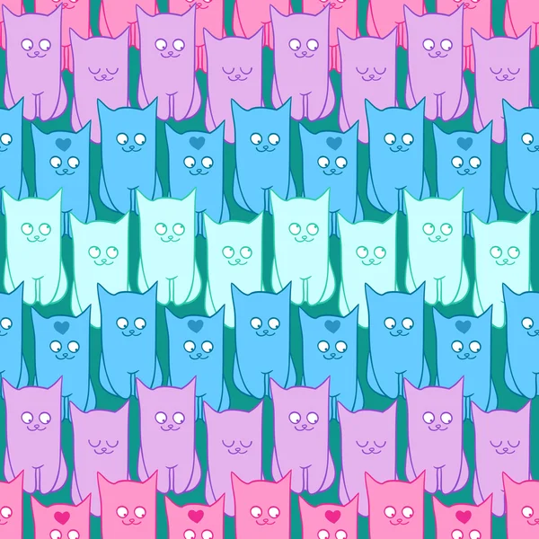 Seamless pattern with funny cats color — Stock Vector