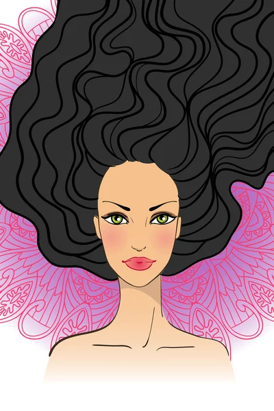 Портрет красивой девушки с длинными волосами — стоковый вектор