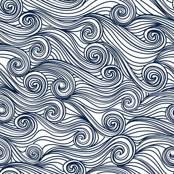 Dikişsiz soyut çizilmiş desen, dalgalar arka plan — Stok Vektör