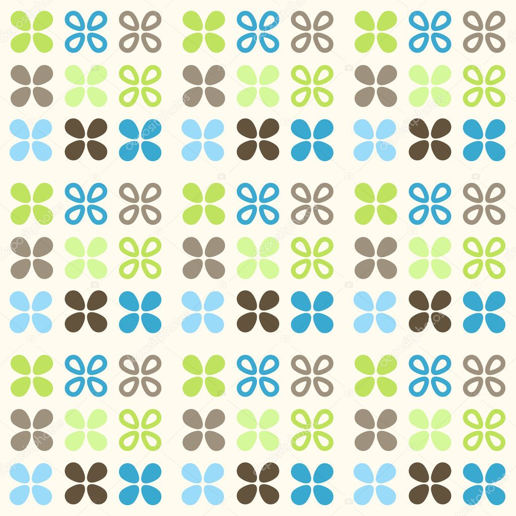 Seamless pattern with abstract flowers in retro style