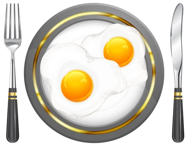 揚げ卵プレート — ストックベクタ