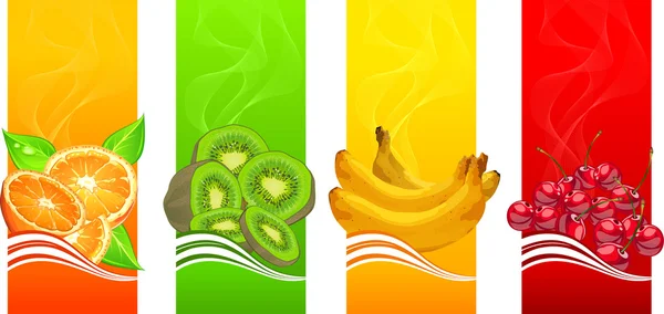 Bandiere con frutta — Vettoriale Stock