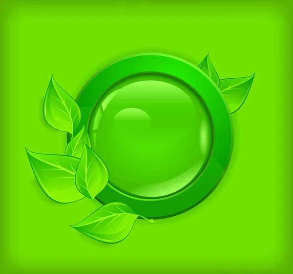 Bouton sur fond vert — Image vectorielle