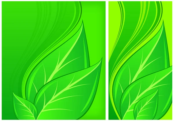 Bladeren op groene achtergrond — Stockvector