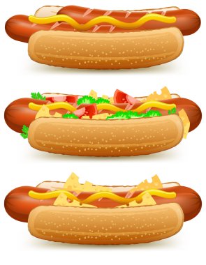 Hotdog with cheese and tomato clipart