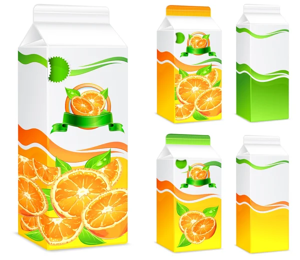 Csomagok narancslé — Stock Vector