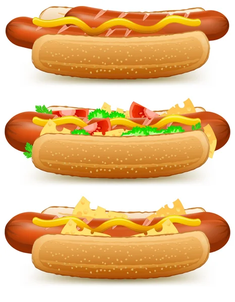 Hotdog med ost och tomat — Stock vektor